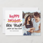 Late おもしろい Happy New Year Photo Holiday Card シーズンカード (正面)