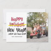 Late おもしろい Happy New Year Photo Holiday Card シーズンカード (正面)