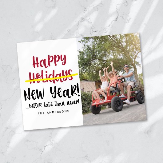 Late おもしろい Happy New Year Photo Holiday Card シーズンカード