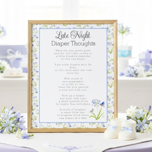 Late Night Diaper Thoughts Lily with Bluebird ポスター