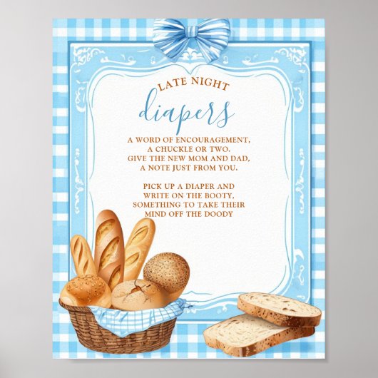 Late Night Diapers Baby Shower Game | Bakery Blue  ポスター (正面)