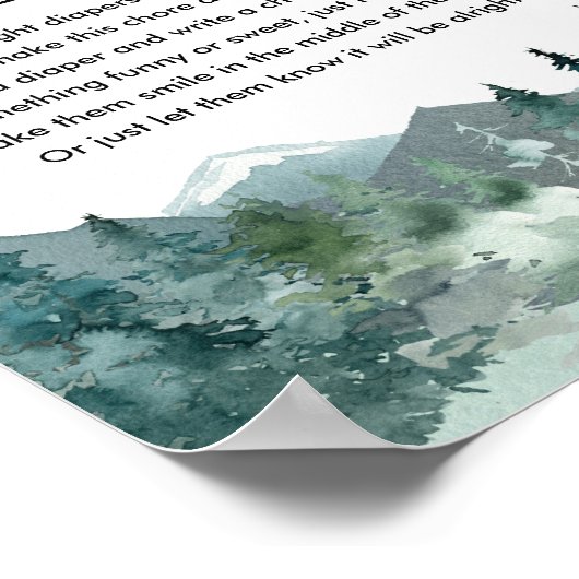 Late night diapers baby shower game mountains ポスター (角)