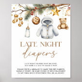 Late Night Diapers Boho Christmas Baby Shower ポスター (正面)
