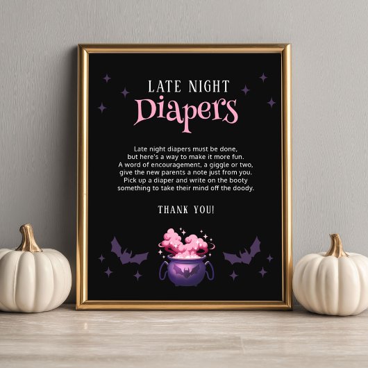  Late Night Diapers Halloween Baby Shower Game ポスター