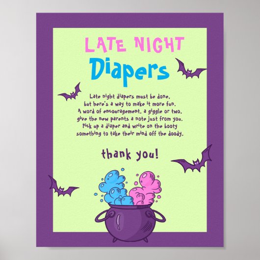 Late Night Diapers Halloween Baby Shower Game ポスター (正面)