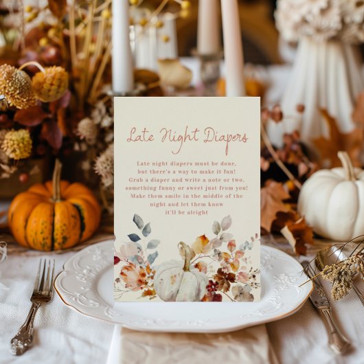 Late night Diapers Little pumpkin Baby Shower Sign ポスター