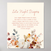 Late night Diapers Little pumpkin Baby Shower Sign ポスター (正面)