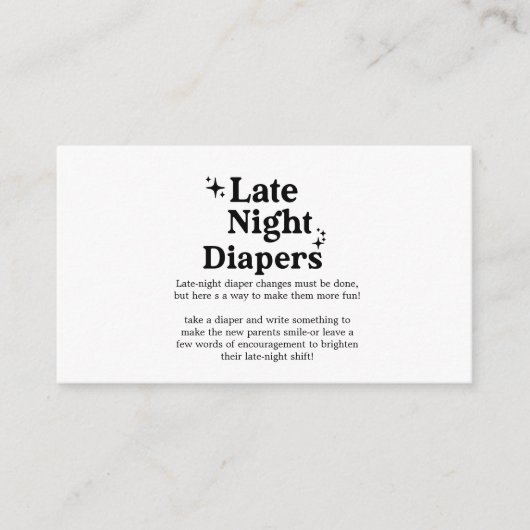 Late Night Diapers Sign, Diaper Thoughts Sign, エンクロージャーカード (正面)