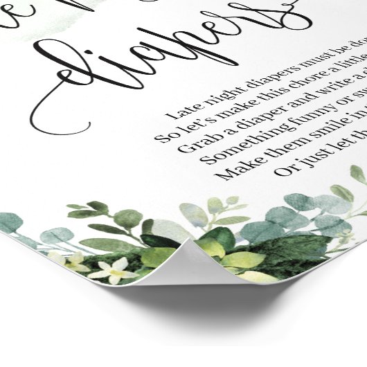 Late night diapers sign succulent greenery foliage ポスター (角)