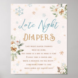 Late Night Diapers Winter Wonderland Baby Shower ポスター