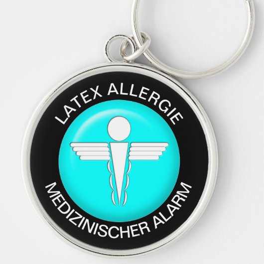 LATEX ALLERGIE Medical Alert - Button Keychain キーホルダー (正面)
