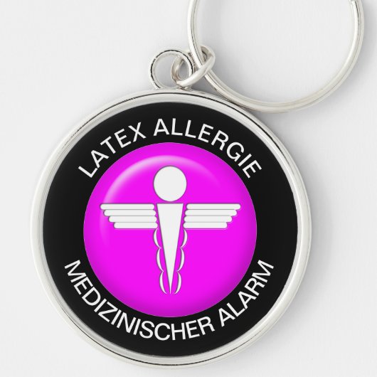 LATEX ALLERGIE Medical Alert - Button Keychain キーホルダー (正面)