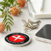 LATEX ALLERGIE Medical Alert - Button Keychain キーホルダー (側面)