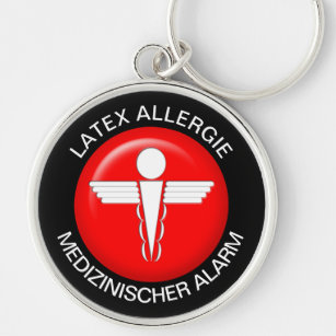 LATEX ALLERGIE Medical Alert - Button Keychain キーホルダー