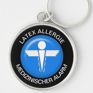 LATEX ALLERGIE Medical Alert - Button Keychain キーホルダー