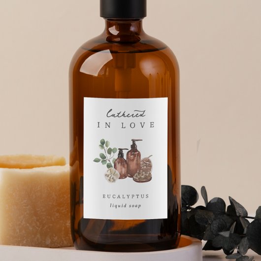 "Lathered in Love" Bridal Shower Soap Favor Label フードラベル