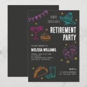 Latina Mexican Style Funny Black Retirement Party 招待状 (正面/裏面)
