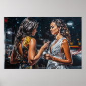 Latinas Talking at a Miami Nightclub 絵画's ポスター (正面)