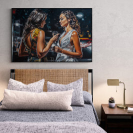 Latinas Talking at a Miami Nightclub 絵画's ポスター