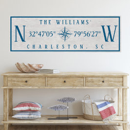 Latitude Longitude Personalized Family Name Wrap キャンバスプリント