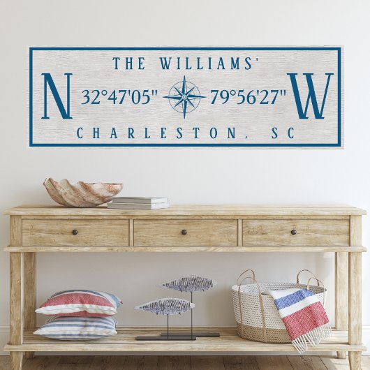 Latitude Longitude Personalized Family Name Wrap キャンバスプリント