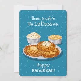 Latkes Creamy Applesauce Blue Hanukkah Greeting シーズンカード