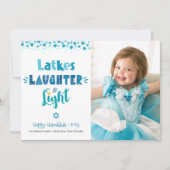 Latkes Laughter Light Hanukkah写真おもしろい モダン シーズンカード (正面)