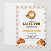 Latte Birthday Brunch party Invitation  招待状 (正面/裏面)