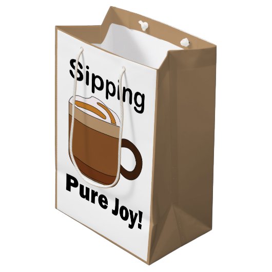 Latte Coffee Drink Sipping Pure Joy ミディアムペーパーバッグ (正面アングル)