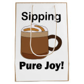 Latte Coffee Drink Sipping Pure Joy ミディアムペーパーバッグ (裏面)