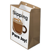 Latte Coffee Drink Sipping Pure Joy ミディアムペーパーバッグ (裏面アングル)