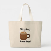 Latte Coffee Drink Sipping Pure Joy ラージトートバッグ (裏面)