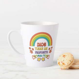 latte cup with a rainbow design and a religious ph カフェラテマグ