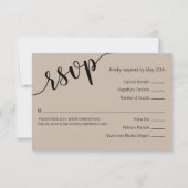 Latte Mocha Black Love Script Minimal RSVP Card (正面)