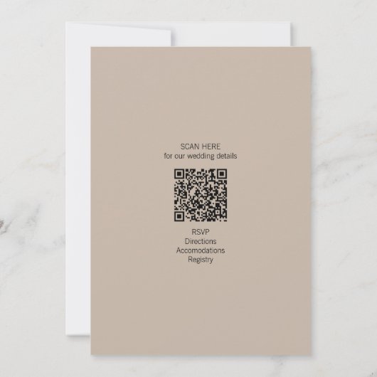 Latte Mocha Black Love Script Minimalist Wedding 招待状 (裏面)