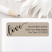 Latte Mocha Black Love Script Return Address ラベル (インサイチュ)