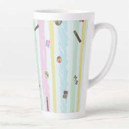 Latte Mug – スポーツ&ストライプのペーストル調レーシングデザイン カフェラテマグ