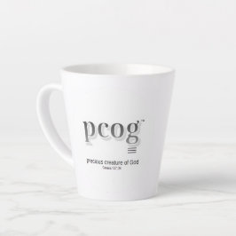 Latte Mug 12 oz flaired - "pcog" aconym and words カフェラテマグ