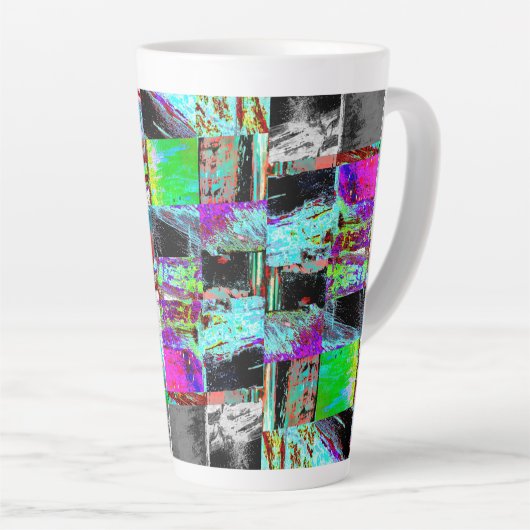 Latte Mug – Abstract Grid カフェラテマグ (右アングル)