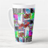 Latte Mug – Abstract Grid カフェラテマグ (左アングル)