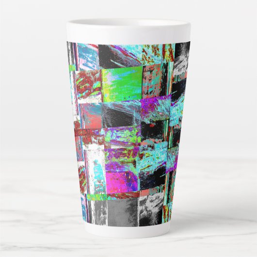 Latte Mug – Abstract Grid カフェラテマグ (正面)