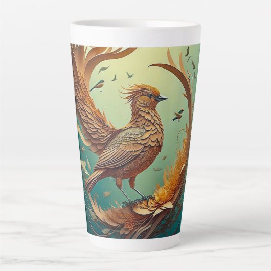 Latte Mug (Brown Bird) カフェラテマグ (正面)