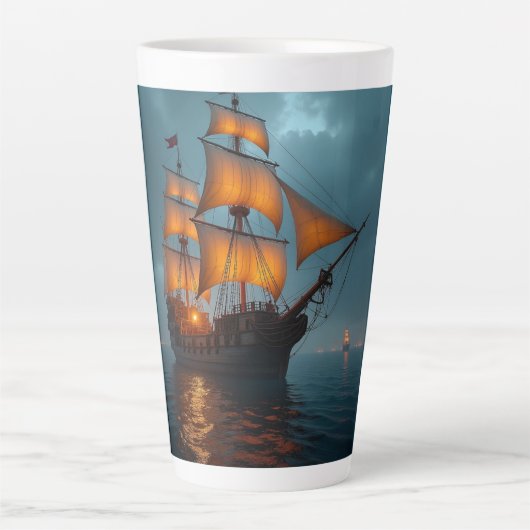 Latte Mug (Majestic Ship at Sea) カフェラテマグ (正面)