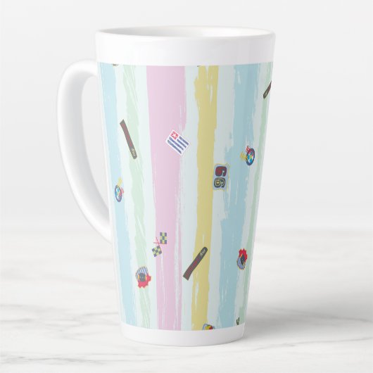 Latte Mug – Sports & Stripes Pastel Racing Design カフェラテマグ (左アングル)
