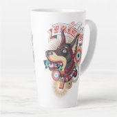 Latte Mug – Urban Loyalty Doberman Pop-Art Design カフェラテマグ (右アングル)