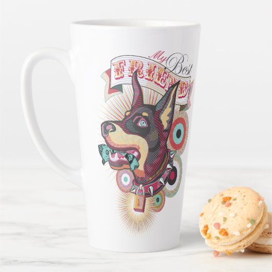 Latte Mug – Urban Loyalty Doberman Pop-Art Design カフェラテマグ (インサイチュ)