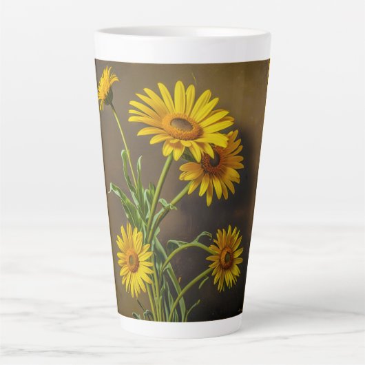 Latte Mug (Yellow Daisies) カフェラテマグ (正面)