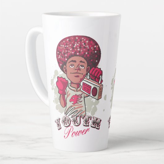Latte Mug – YOUTH Power Afro & Boombox Urban  カフェラテマグ (左アングル)