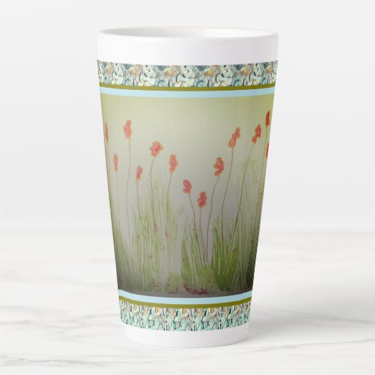 Latte - Red Wildflowers カフェラテマグ (正面)