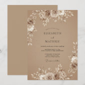 Latte Warm Bohemian Wedding 招待状 (正面/裏面)